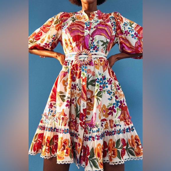 FARM Rio Dresses & Skirts - FARM Rio | White Spring Bananas Mini Dress | Multicolor, Size M